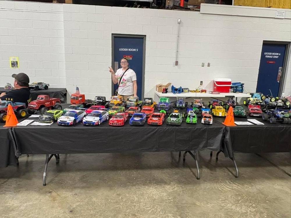 Club display table full of RC cars