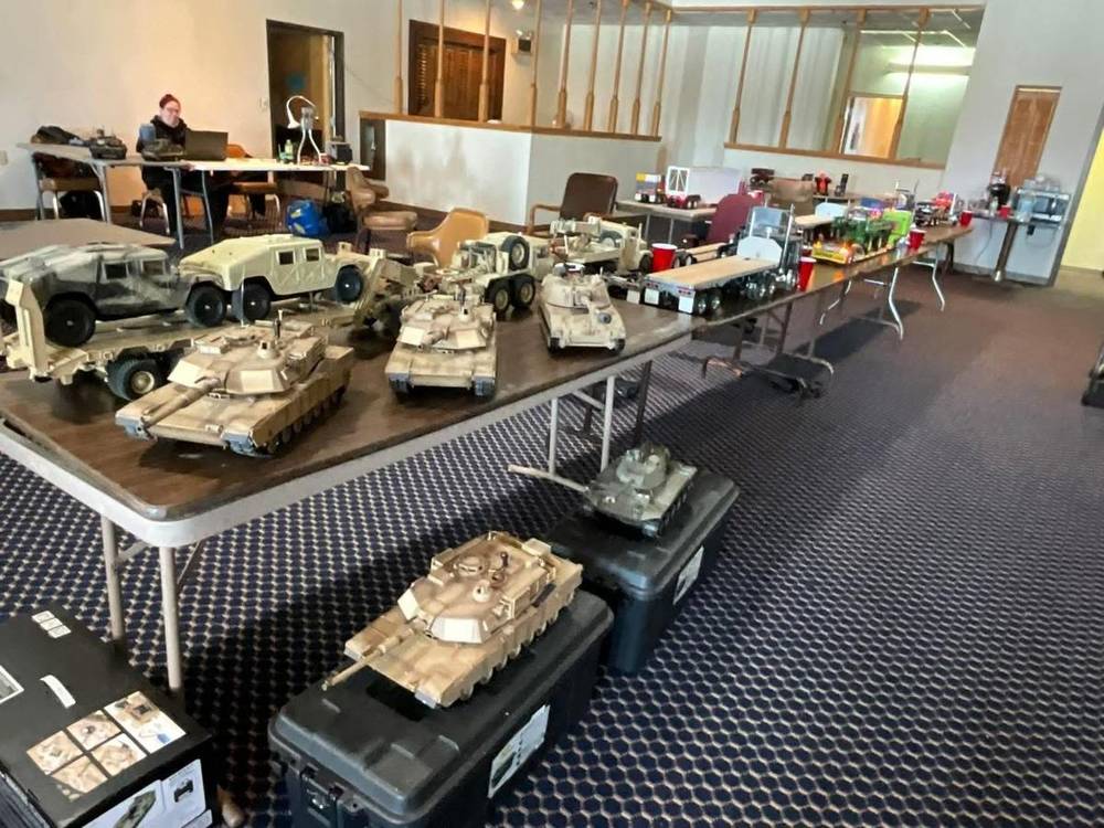 Wide view of the RC military models display