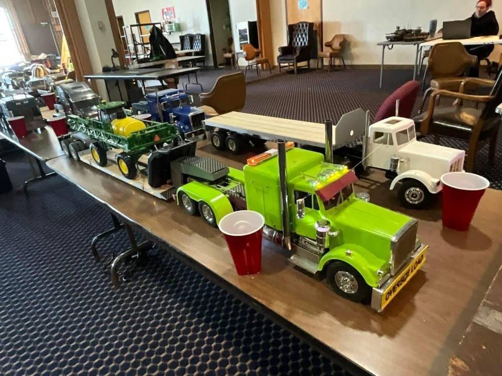 RC semi trucks on display
